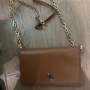 Tory Burch Brown Leather Wallet Crossbody Purse